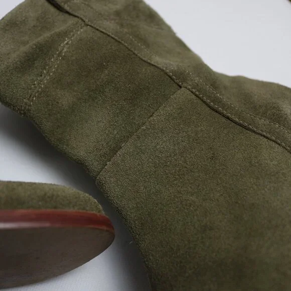 Adrienne Vittadini Fonzie Olive Western Suede Heeled Booties Size 8.5 - Picture 8 of 15